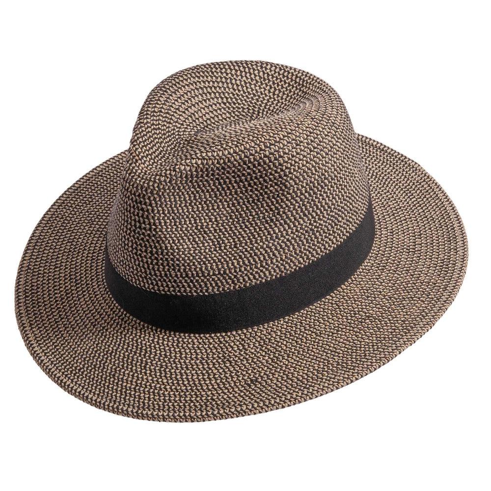 Nero natural and black straw sun hat by American Hat Makers top view