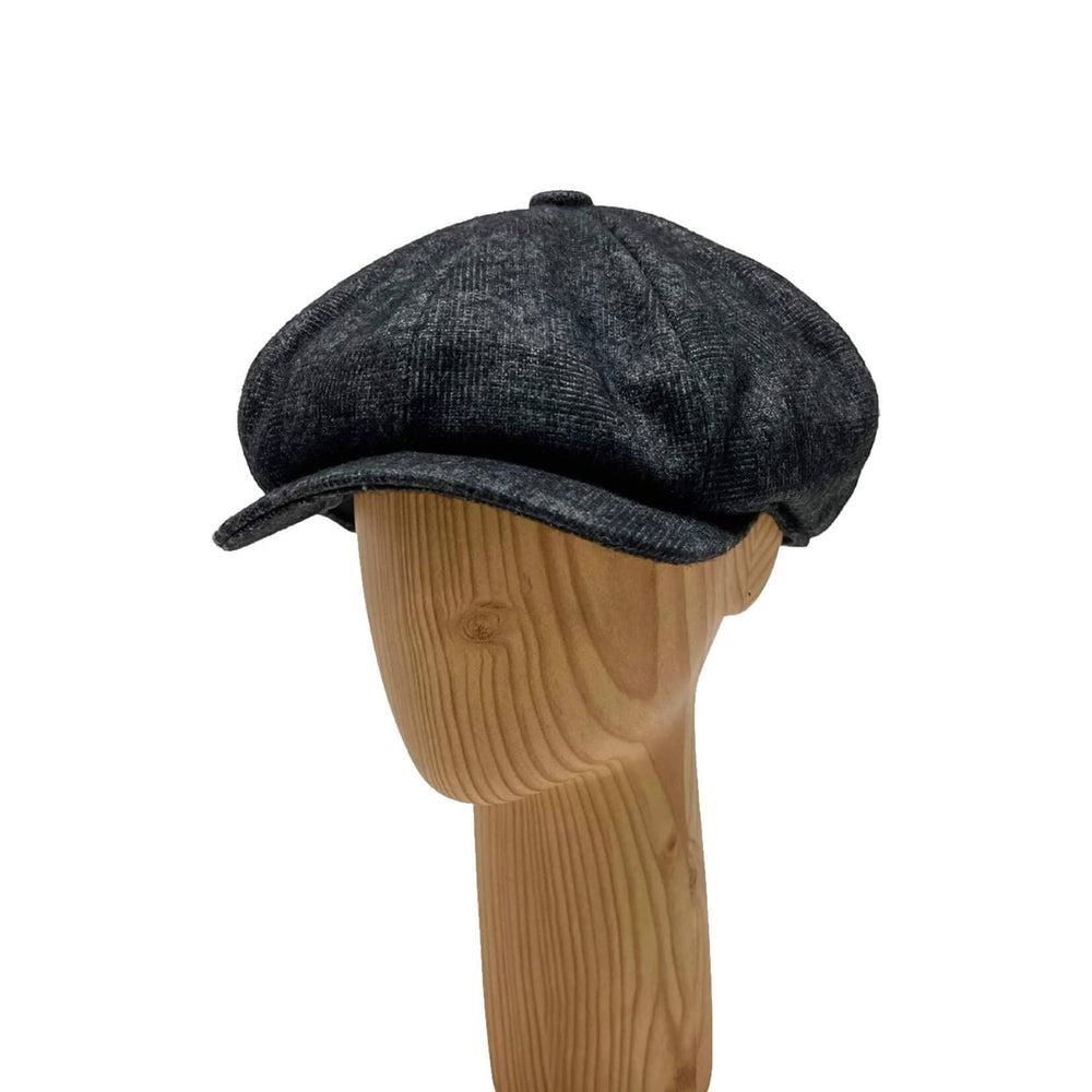 Argo Charcoal 8 Quarter Flat Cap by American Hat Makers angled front view