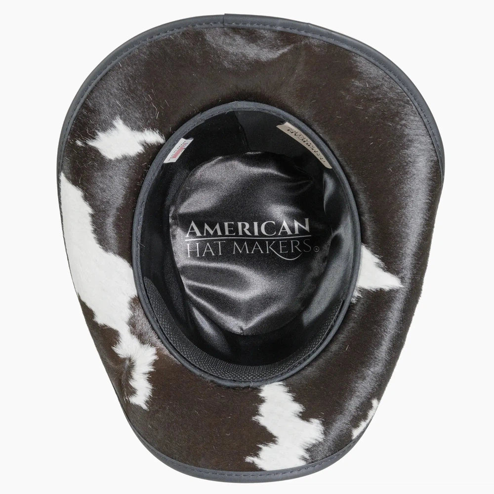 A bottom view of a Pinto Black leather cowboy hat