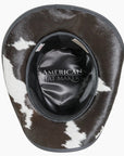A bottom view of a Pinto Black leather cowboy hat