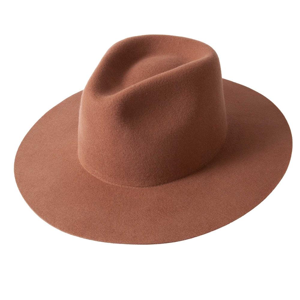Brown Rancher Felt Fedora Hat by American hat Makers angled view