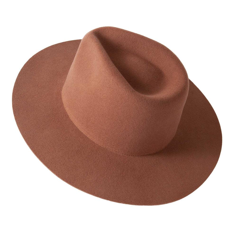 Brown Rancher Felt Fedora Hat by American hat Makers back view