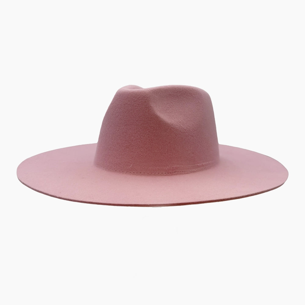 Rancher | Womens Soft Pink Wide Brim Felt Fedora Hat