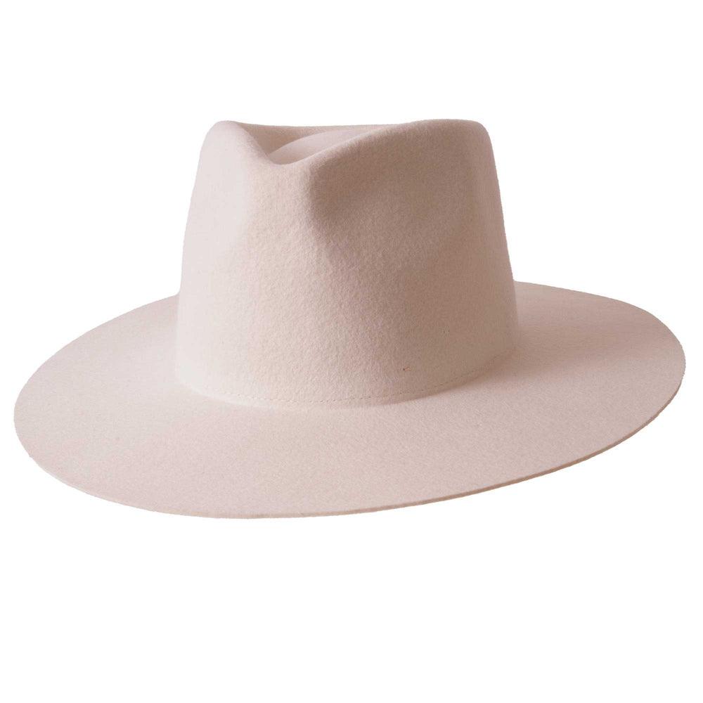 white felt fedora by american hat makers angled view
