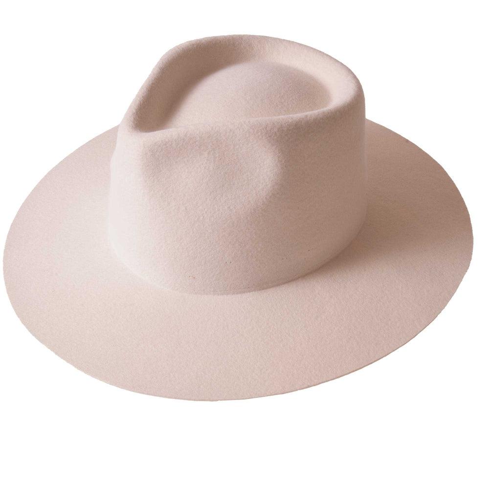 white felt fedora by american hat makers angled right view