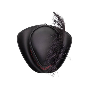Reversible Ren | Mens Black Leather Festival Hat with Red & Silver Hat Band