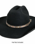 Brown Stitch Leather Cowboy Hat Band on a black hat