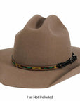 Sunflower Stitch Leather Cowboy Hat Band on a Brown Felt Hat