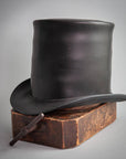 Unbanded Stove Piper Black Finished Top Hat by American Hat Makers - Hover