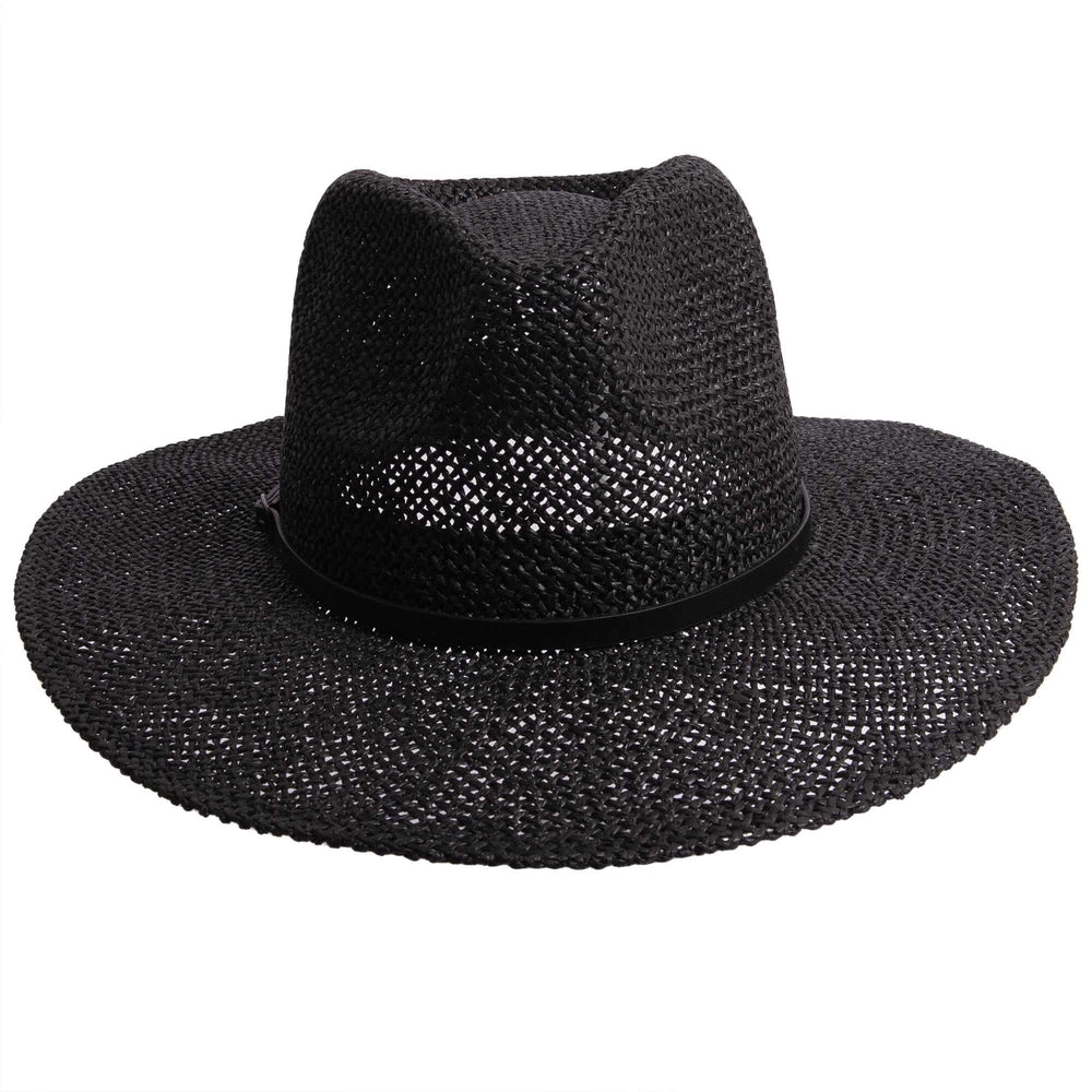 Titus black straw sun hat by American Hat Makers front view