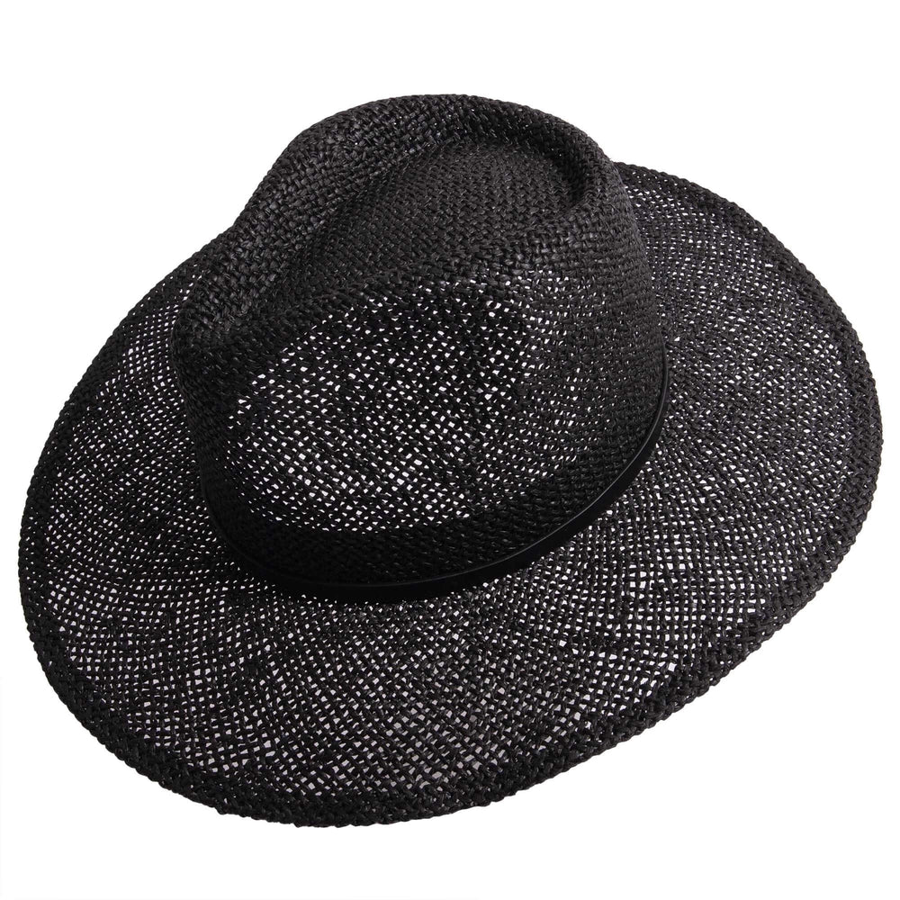 Titus black straw sun hat by American Hat Makers side view
