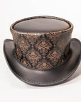 Royal Skull Leather  Black Top Hat by American Hat Makers Front View
