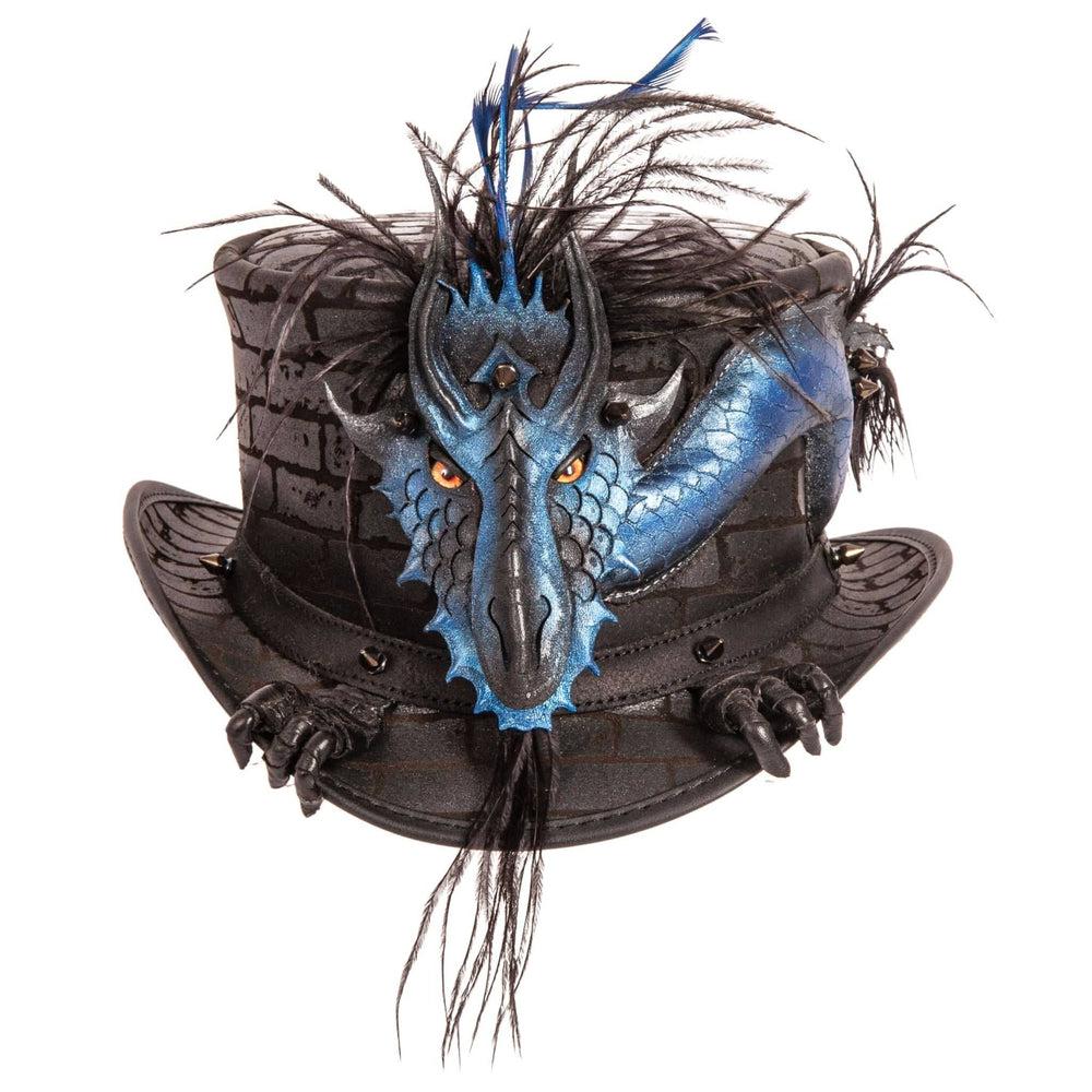 A back view of Dragon of Darkness Leather Top Hat 