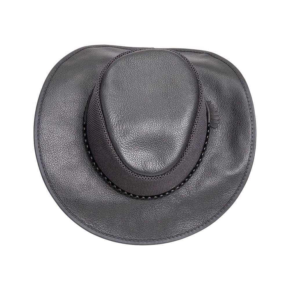 A top view of a Breeze Midnight Leather Mesh Sun Hat