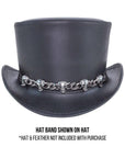 5 Skull Black Leather Hat Band by American Hat Makers
