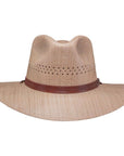 A front view of Barcelona Wide Brim Natural Straw Sun Hat for men