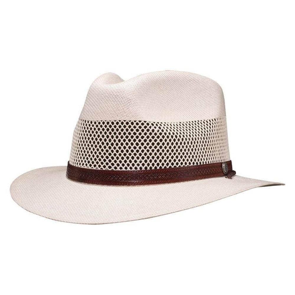 A side view of Milan Cream Straw Fedora Hat 