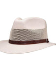 A side view of Milan Cream Straw Fedora Hat 