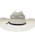 A back view of a Billings Cream Straw Cowboy Hat
