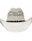 A front view of a Billings Cream Straw Cowboy Hat 