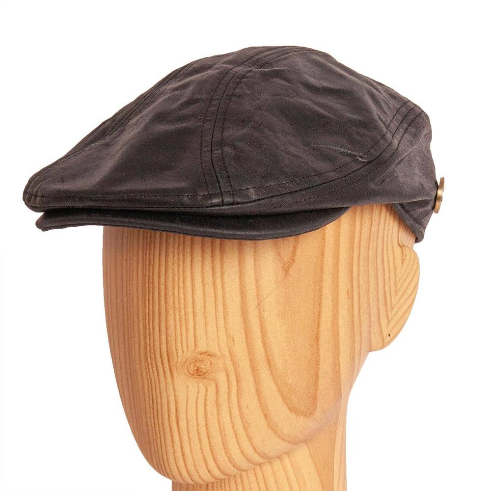 Bookie Black Leather Cap for Men by American Hat Makers