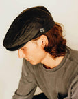 Bookie Black Leather Cap for Men by American Hat Makers