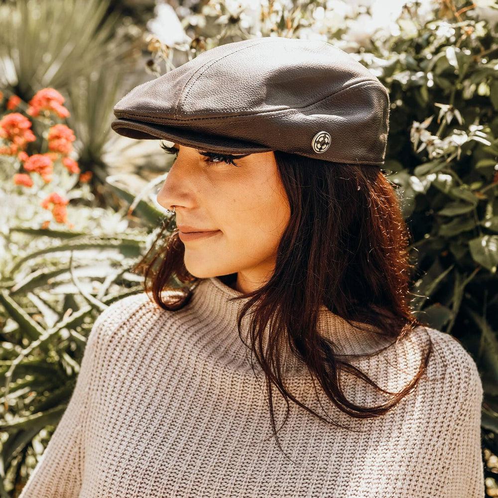 Womens leather newsboy store cap