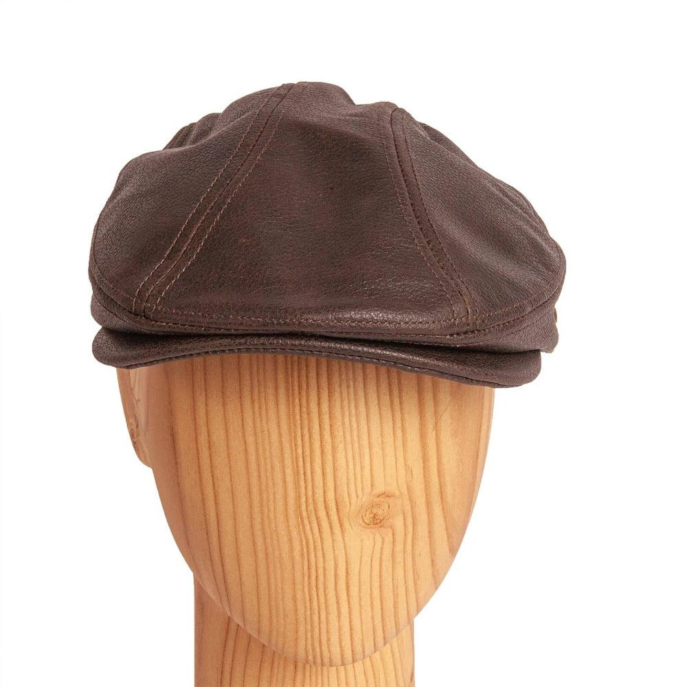  Bookie Leather Brown Flat Cap by American Hat Makers