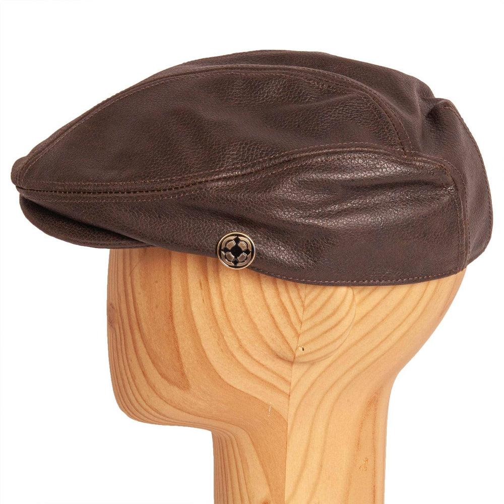 Bookie Brown Leather Cap for Men by American Hat Makers