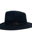 A front side view of Boondocks Black Felt Fedora Hat 
