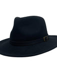 An angle left view of Boondocks Black Felt Fedora Hat 