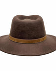A back view of Boondocks Brown Felt Fedora Hat 
