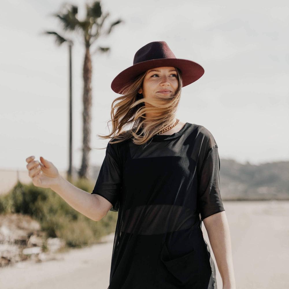 Bordeaux - Womens Wide Brim Felt Hat by American Hat Makers