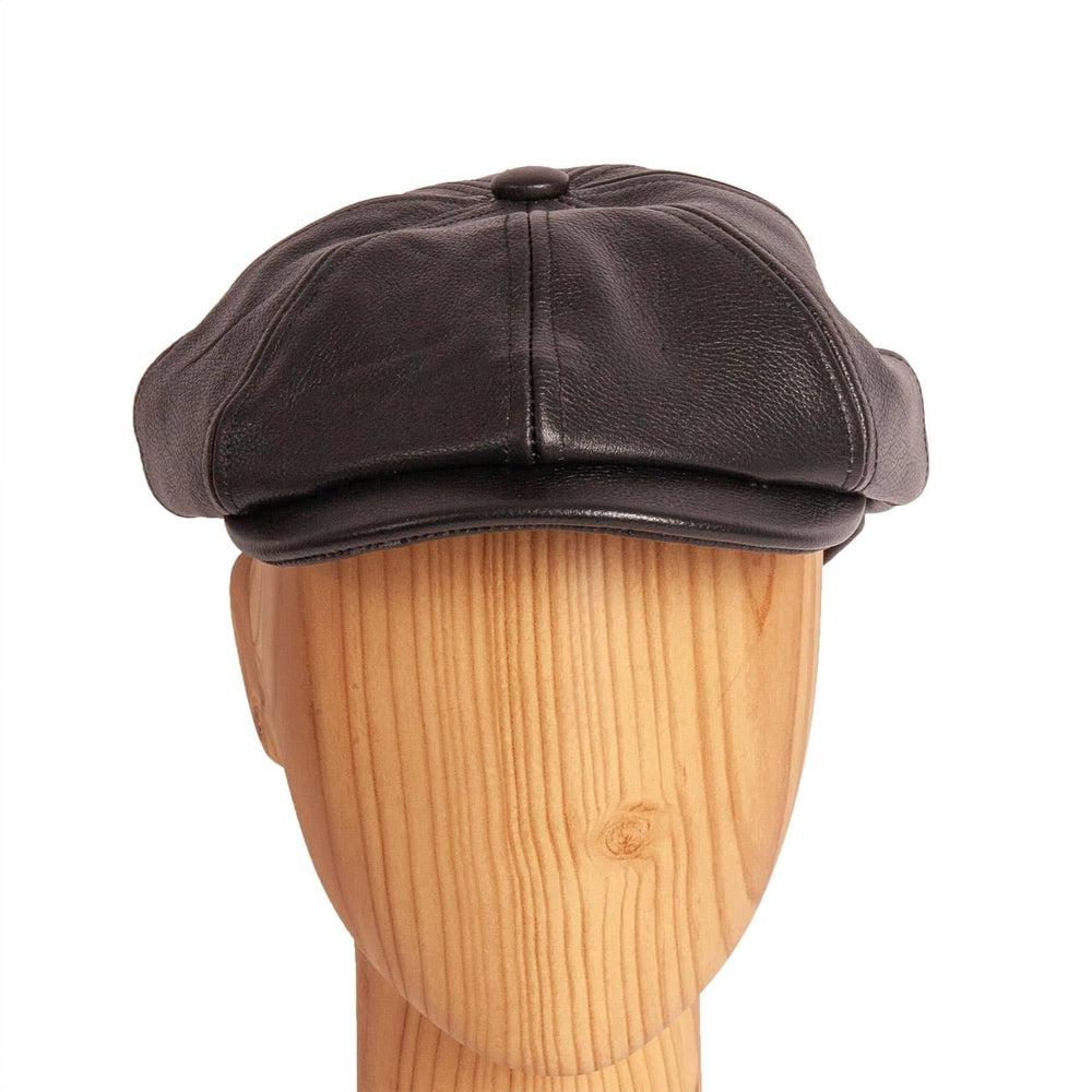 Bourbon St  Black Leather Cap by American Hat Makers
