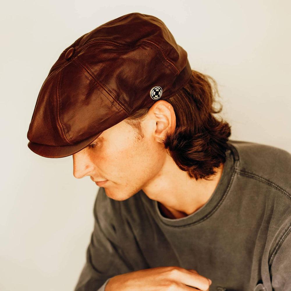Bourbon St  Brown Leather Cap by American Hat Makers