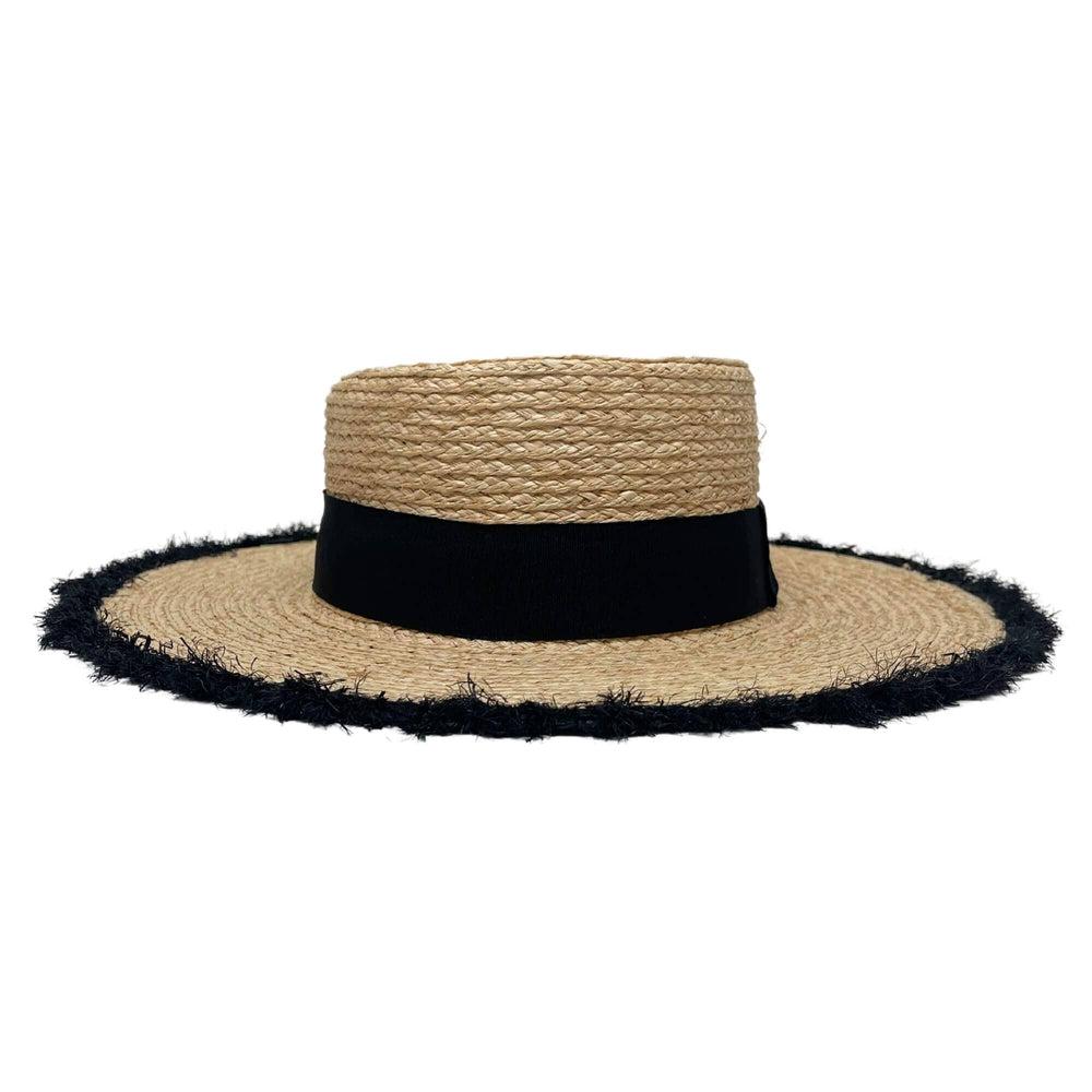 A front view of Brookside Natural Straw Sun Hat
