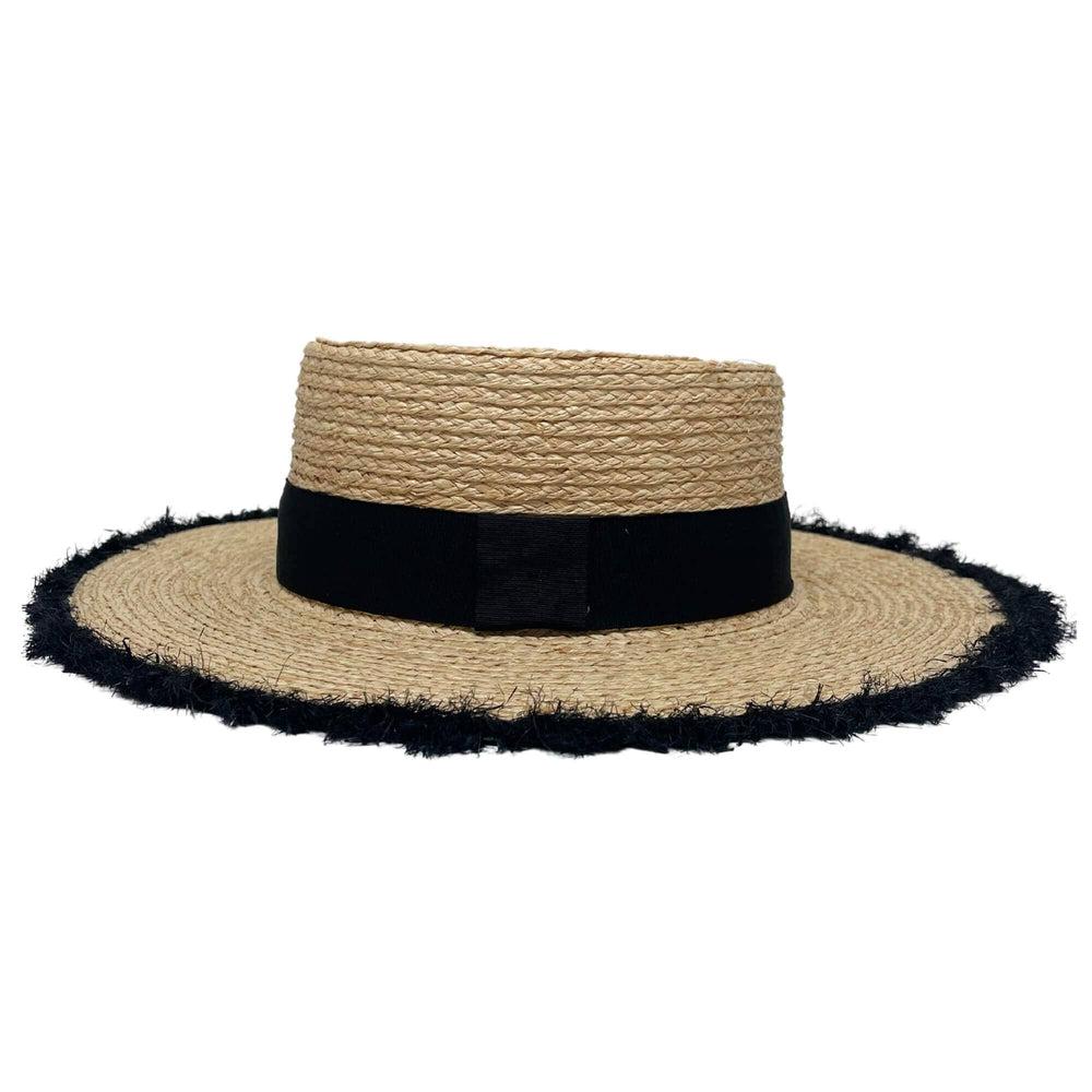 A side view of Brookside Natural Straw Sun Hat