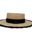 A side view of Brookside Natural Straw Sun Hat