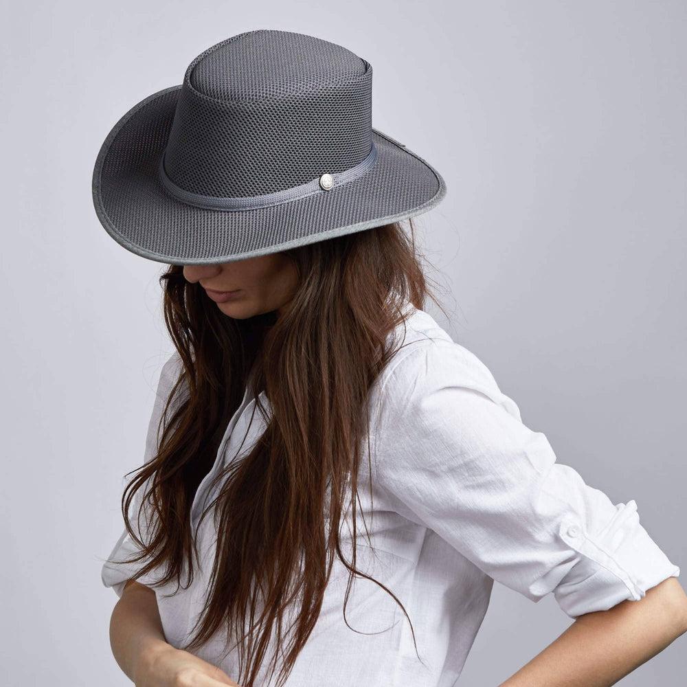 A woman wearing Cabana Steel Mesh Sun Hat