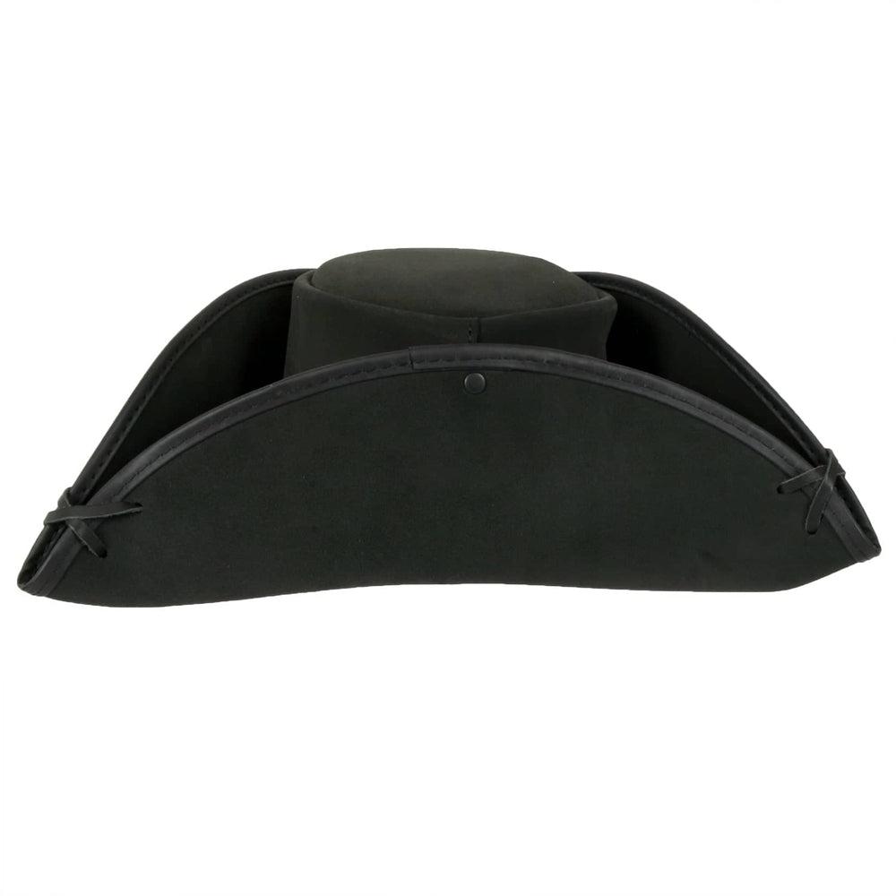 A side view of a Blackbeard Pirate Cowhide Leather Hat 