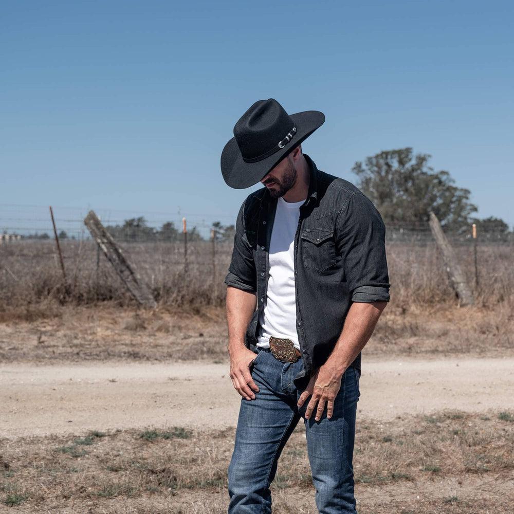 American Hat Makers Cattleman Felt Cowboy Hat in Black - XL