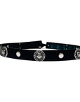 Black Leather Band with a String of Nickel Silver Conchos by American Hat Makers