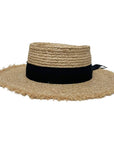 An angle view of Corsica Natural Straw Sun Hat 