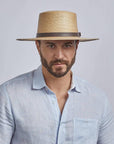 A man wearing Wide Brim Straw Sun Hat on a front view