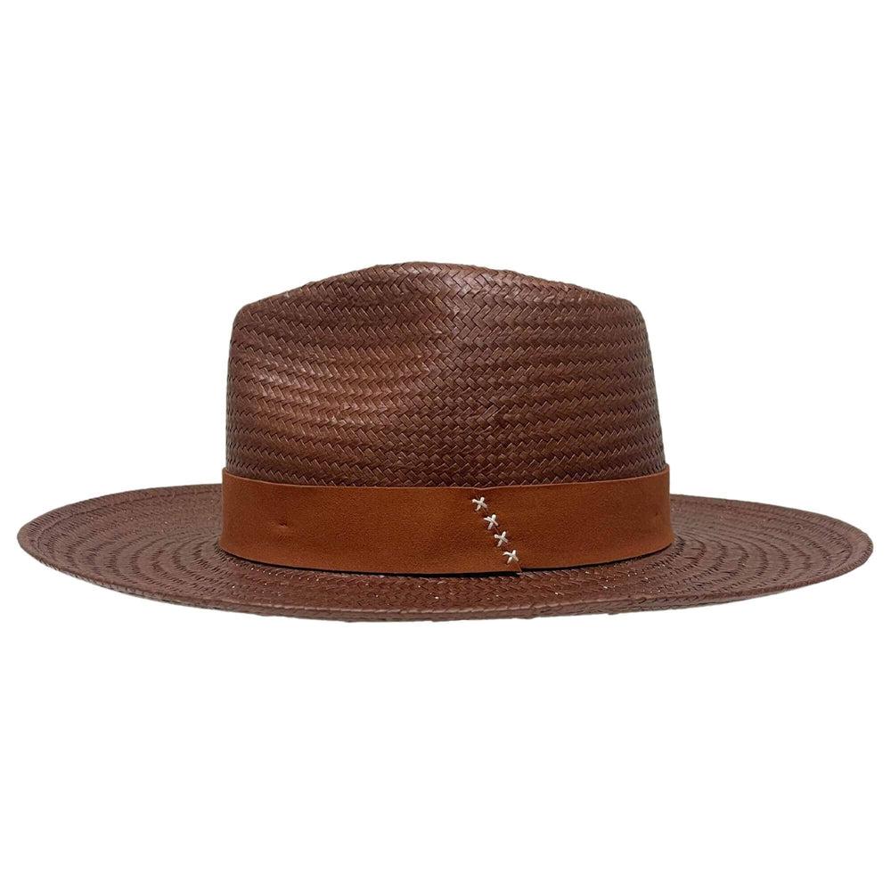A side view of a Dealer Straw Sun Hat 
