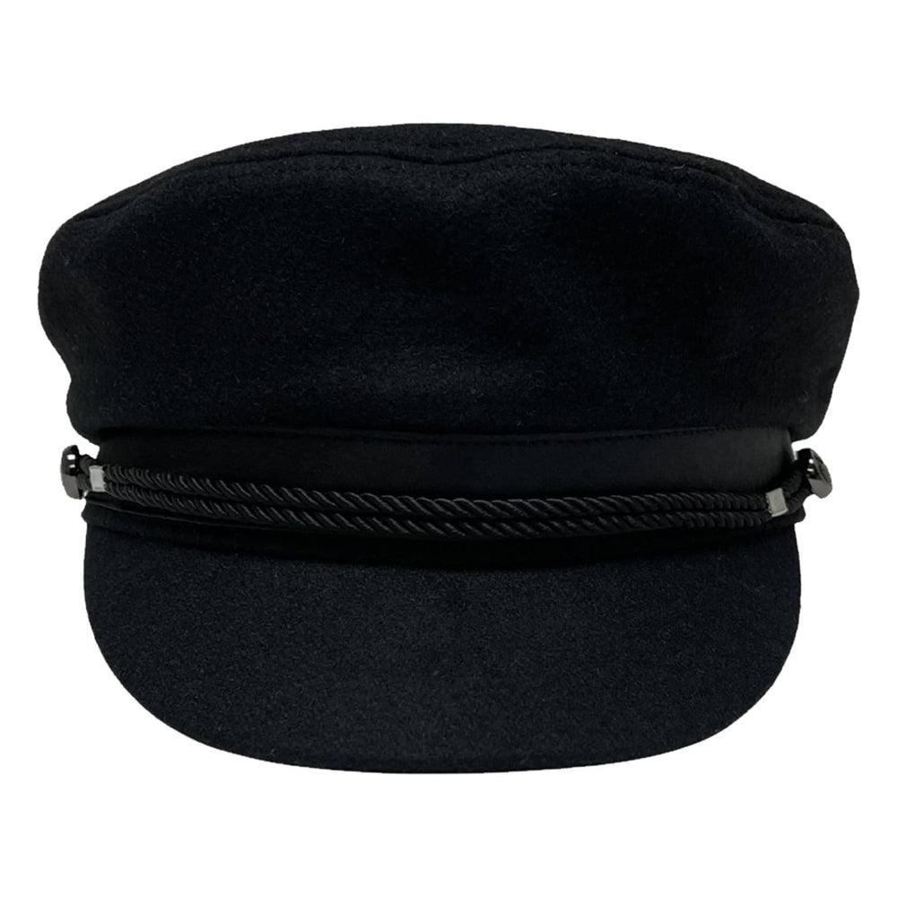A front view of a Downtown Black Wool Polyester Cap 