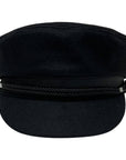 A front view of a Downtown Black Wool Polyester Cap 