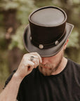 El Dorado  Brown Leather Top Hat with a Buffalo Band by American Hat Makers
