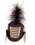 A front view of Black Glam Soldier Leather Top Hat 
