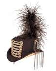 An angled view of Black Glam Soldier Leather Top Hat 
